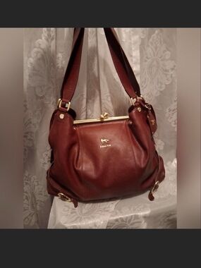 Emma Fox Genuine Leather Burgundy Shoulder Bag